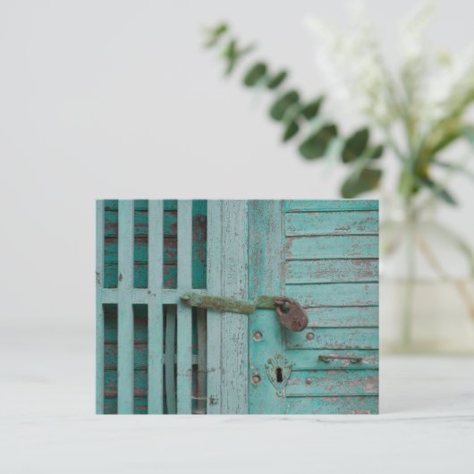 Weathered Turquoise-deur Briefkaart (Staand voorkant)