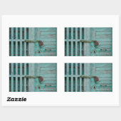 Weathered Turquoise-deur Rechthoekige Sticker (Vel)