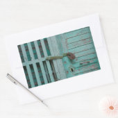 Weathered Turquoise-deur Rechthoekige Sticker (Envelop)