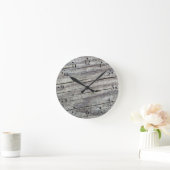 Weathered Wood Planks Texture Pattern Clockface 1 Ronde Klok (Huis)