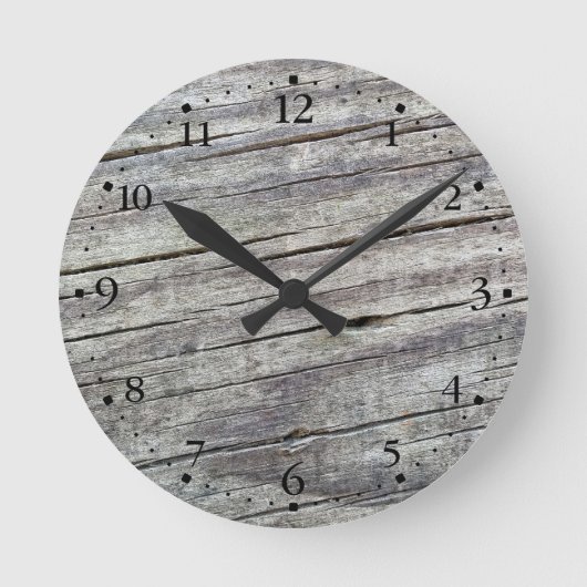 Weathered Wood Planks Texture Pattern Clockface 1 Ronde Klok (Voorkant)