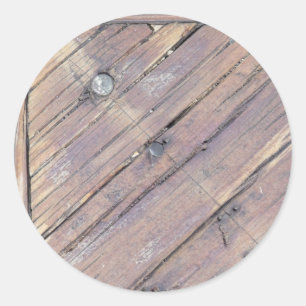 Weathered Wood Rough Textured Deck Ronde Sticker