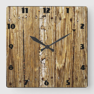 Weathered Wooden Deck Wall Clock Vierkante Klok