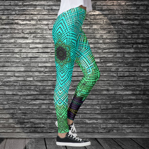Weave Mandala Blue en Green Leggings