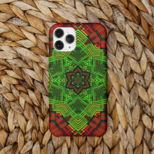 Weave Mandala Flower Red en Green iPhone 11 Hoesje
