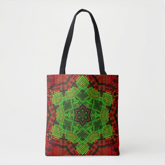 Weave Mandala Flower Red en Green Draagtas (Voorkant)
