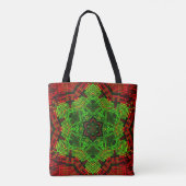 Weave Mandala Flower Red en Green Draagtas (Achterkant)