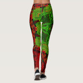 Weave Mandala Flower Red en Green Leggings (Achterkant)
