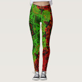 Weave Mandala Flower Red en Green Leggings (Voorkant)