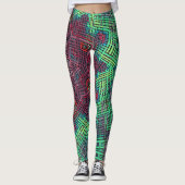 Weave Mandala Green Blue en Red Leggings (Voorkant)