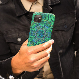 Weave Mandala Green en Blue iPhone 11 Hoesje