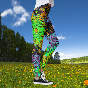 Weave Mandala Green Oranje en Paars Leggings