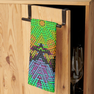 Weave Mandala Green Oranje en Paars Theedoek