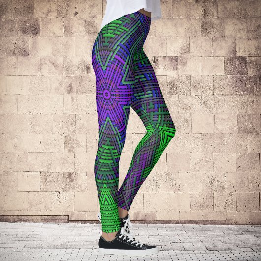 Weave Mandala Green Paars en Blue Leggings