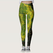 Weave Mandala Green Yellow and Black Leggings (Voorkant)