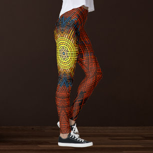Weave Mandala Oranje Geel en Blauw Leggings