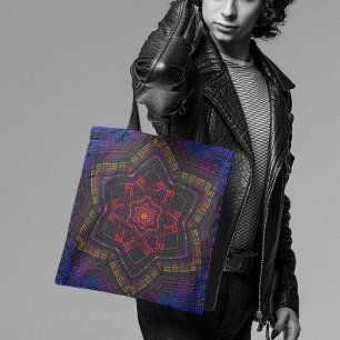 Weave Mandala Paars Yellow Red en Blue Draagtas