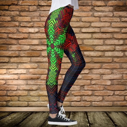 Weave Mandala Red Green en Blue Leggings