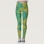 Weave Mandala Yellow Green en Blue Leggings (Voorkant)