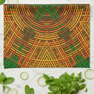 Weave Mandala Yellow Oranje en Green Theedoek