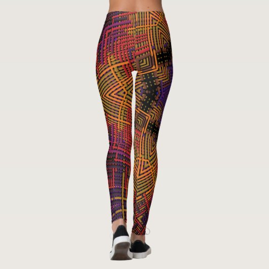 Weave Mandala Yellow Oranje en Paars Leggings (Achterkant)