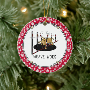 Weave Woes - behendige, grappige geplaveide honden Keramisch Ornament