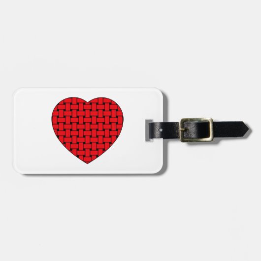 Weaved Red Heart Bagagelabel (Voorkant horizontaal)