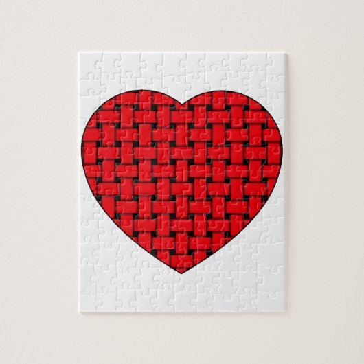 Weaved Red Heart Legpuzzel (Verticaal)