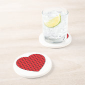 Weaved Red Heart Zandsteen Onderzetter (Zijkant)