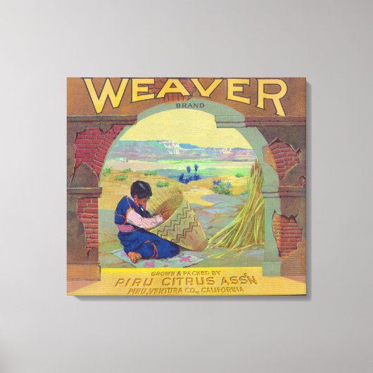 Weaver Oranje LabelPiru, CA Canvas Afdruk (Voorkant)