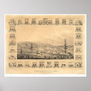 Weaverville, CA. Panoramische kaart 1856 (1846A) Poster
