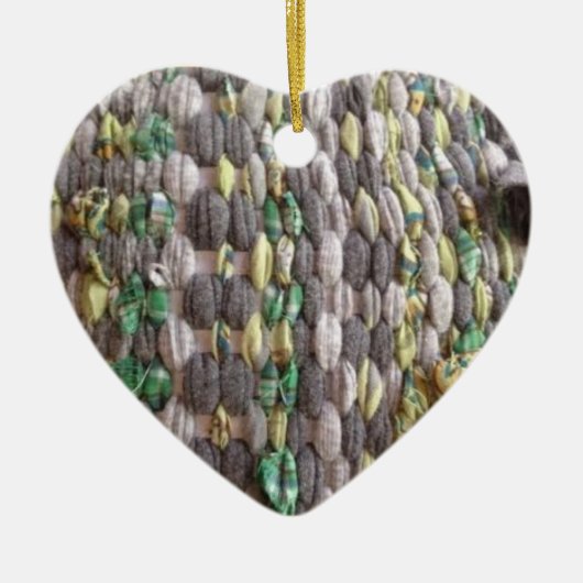 Weaving Heart met kerstversiering voor het weefsel Keramisch Ornament (Voorkant)