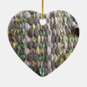 Weaving Heart met kerstversiering voor het weefsel Keramisch Ornament (Achterkant)