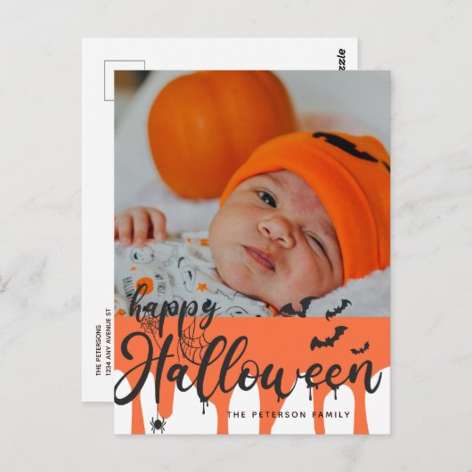 Web | Bats Halloween | Carte postale Joyeux Fêtes (Devant / Derrière)