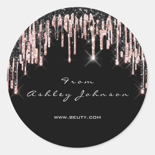 Web Beauty Roos Black Drips Dank de 16de Bride Ronde Sticker (Voorkant)