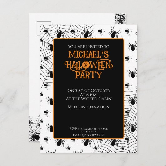 Web Black White Araignées Halloween invitation de  (Devant / Derrière)
