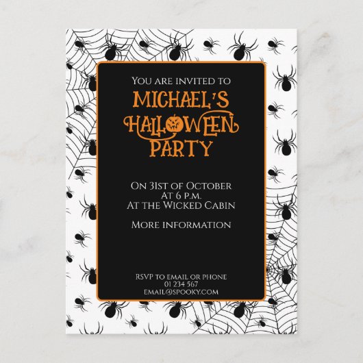 Web Black White Araignées Halloween invitation de  (Devant)