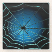 Web Cool Blue Spider Glazen Onderzetter (Voorkant)