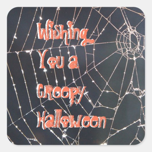 Web Creepy Halloween Spider Vierkante Sticker (Voorkant)