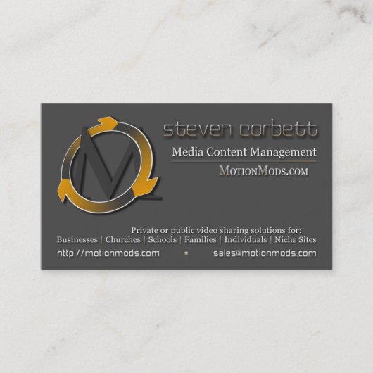 Web Design Visitekaartje - MotionMods.com (Voorkant)