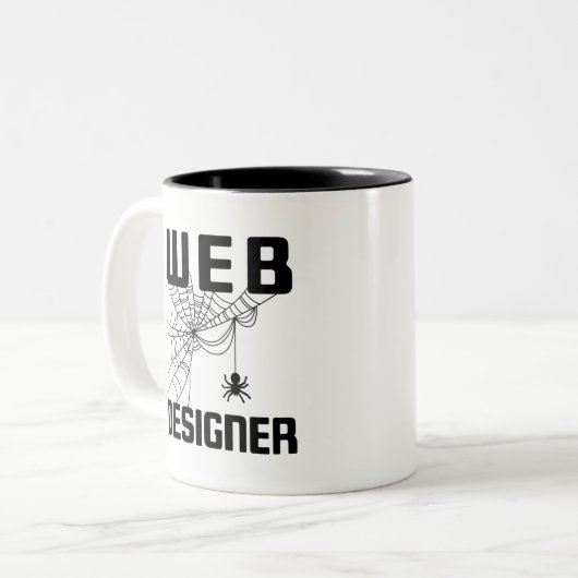 Web Designer Design Website Developer Spider Tweekleurige Koffiemok (Voorkant links)