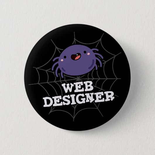 Web Designer Funny Spider Pun Dark BG Ronde Button 5,7 Cm (Voorkant)