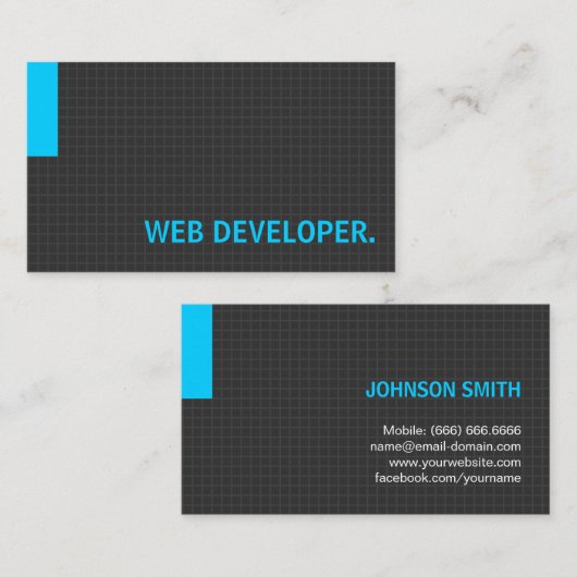 Web Developer - Multiple Purpose Blue Visitekaartje (Voorkant / Achterkant)