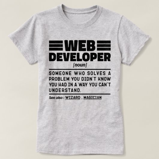 Web Developer zelfstandig naamwoord Cool Computer T-shirt (Design voorkant)