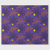 Web Halloween Paarse Spider Cadeaupapier (Vlak)