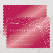 Web Halloween Party van Hot Pink Diamond Spider Kaart (Voorkant / Achterkant)