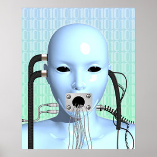 Web Head Modern Techno Industrial Surreal Art Poster
