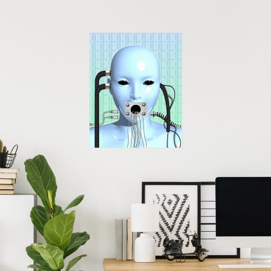Web Head Modern Techno Industrial Surreal Art Poster (Thuiskantoor)