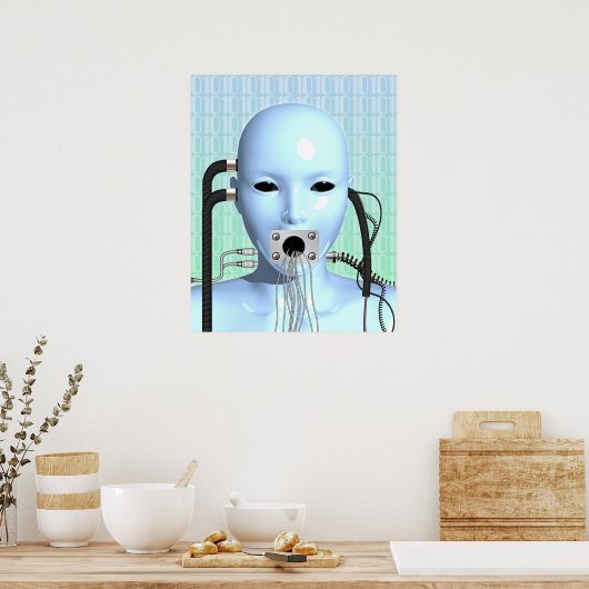 Web Head Modern Techno Industrial Surreal Art Poster (Keuken)