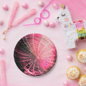 Web Hot-roze Black Creepy Spooky Spider Papieren Bordje (Feest)